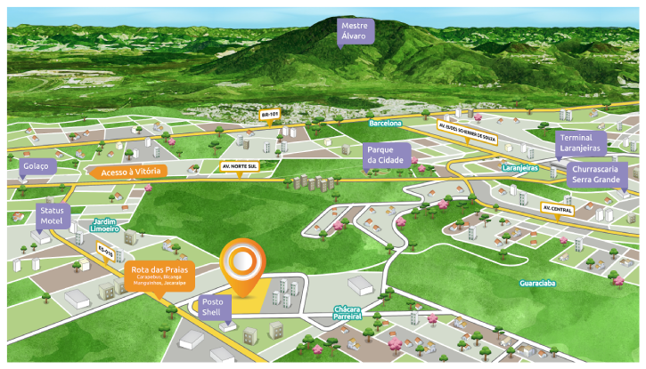 Mapa mostra as vantagens de localização do Villa do Mestre Residencial Clube